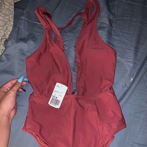 beautiful maroon one piece bikini